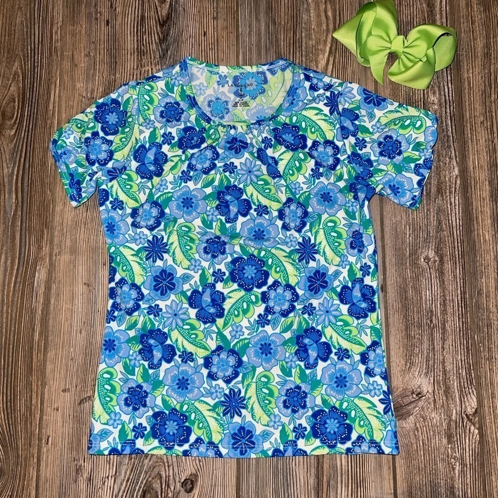 Lands’ End Floral Rash Guard Top